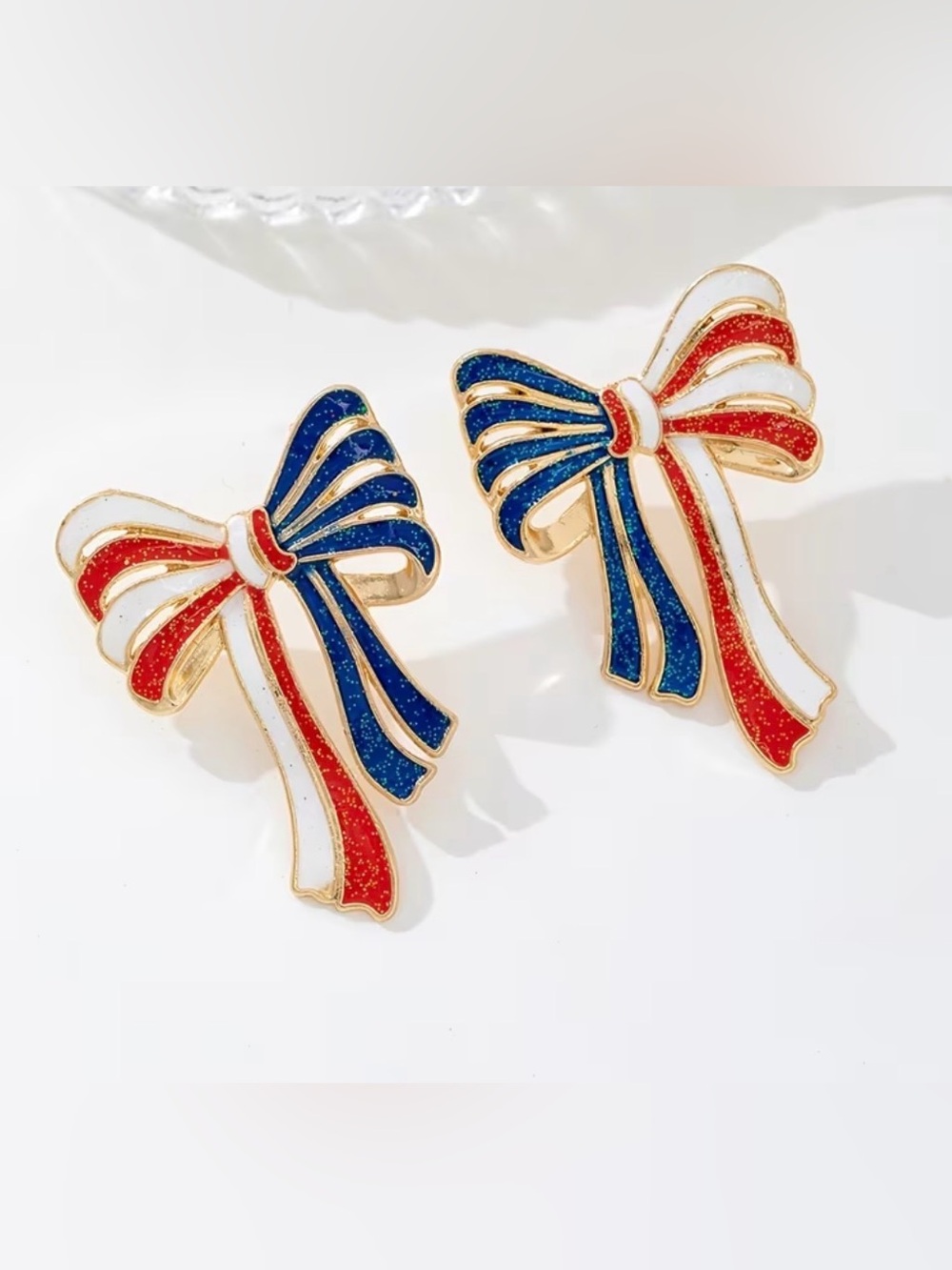 America Independence Day Patriotic Bow Earrings USA Jewelry July 4th Earrings